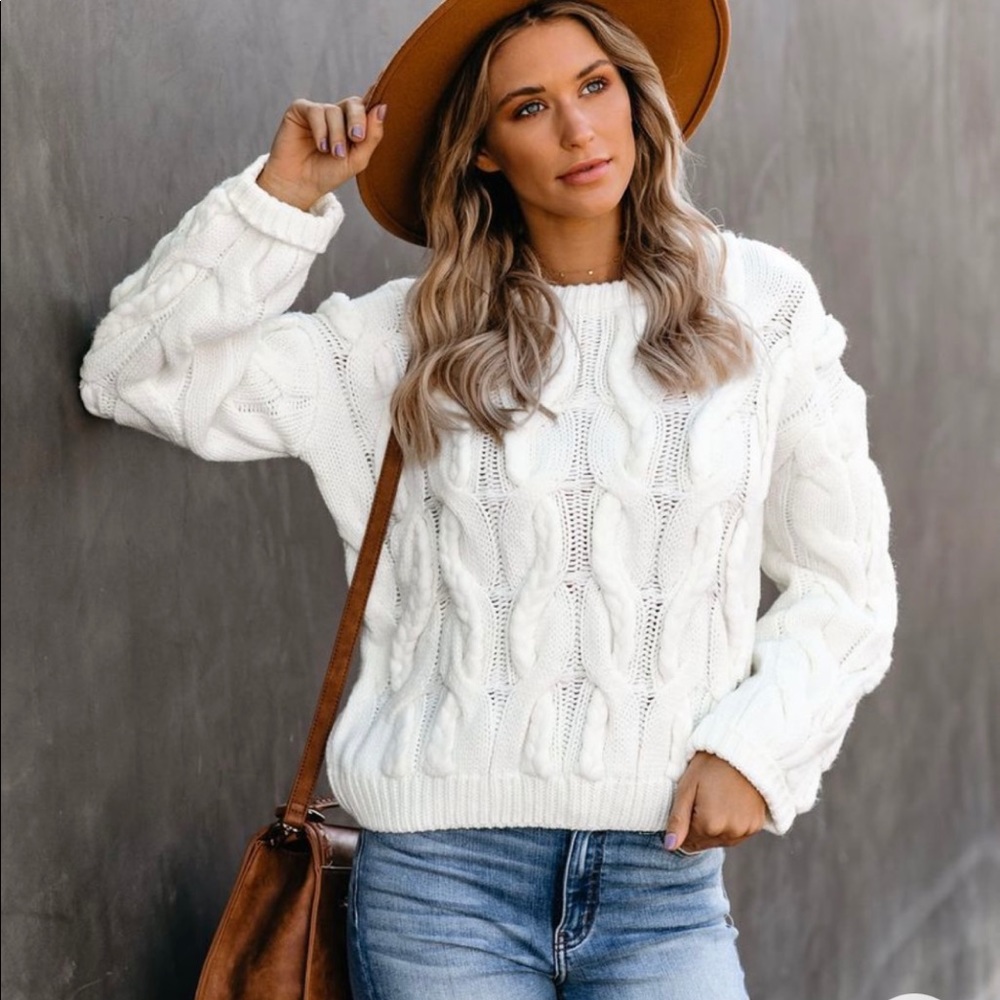 Vici trip to aspen braided cable knit sweater